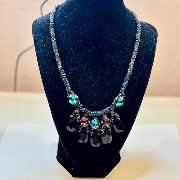 Anthropologie Swallowtail Beaded Bib Necklace - Picture 1 of 10